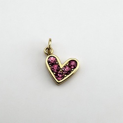 Pink Crystal Heart Charm