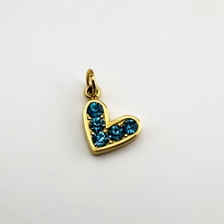 Blue Crystal Heart Charm
